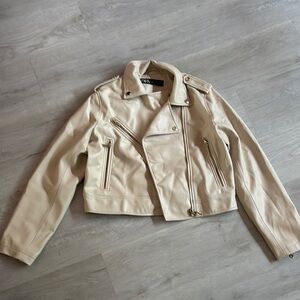 Cream Leather Jacket